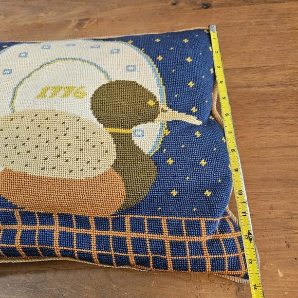 Vintage Cross Stitch Pillow Mallard Duck 1776 Retro Americana - Picture 6 of 6